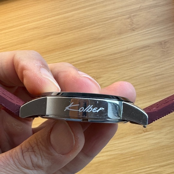 KOLBER Swiss made Chrono Men's Burgundy Watch with Silver Accents - Picture 5 of 6